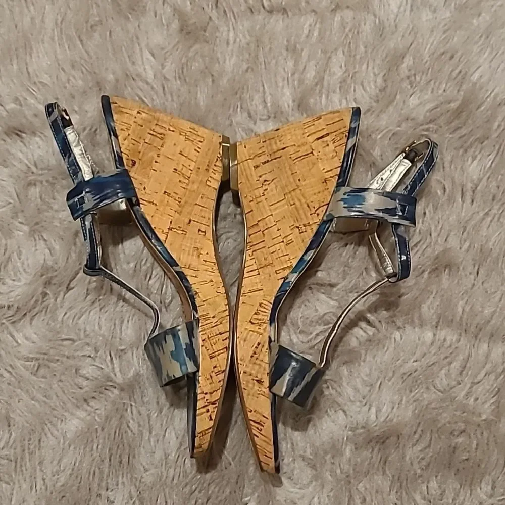 Bandolino‎ womens blue cork wedges with ankle strap size 9 1/2